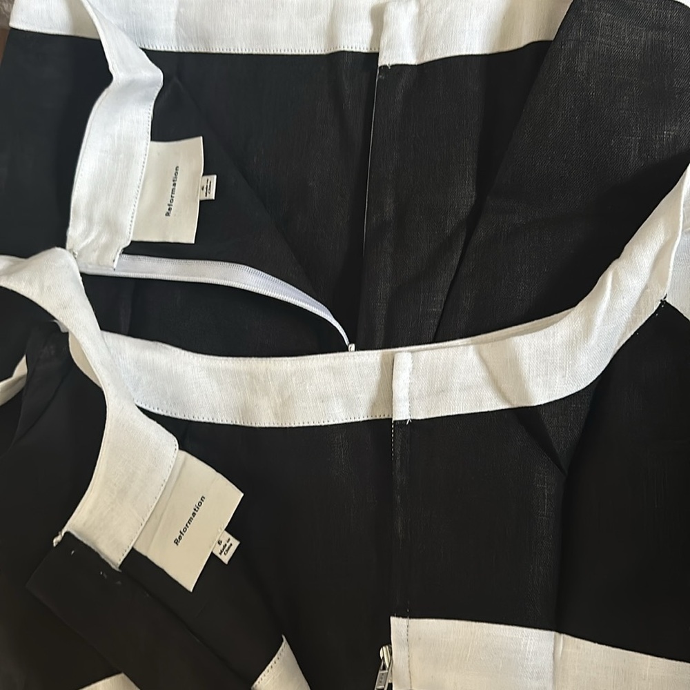 NEW Reformation Robbie Linen Two Piece in Black & White - size 6 - Picture 10 of 11